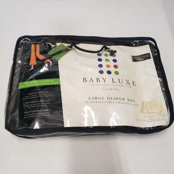 Valco baby Large Luxe Diaper Bag & Baby Changing Mat Navy Silver New - Picture 2 of 6